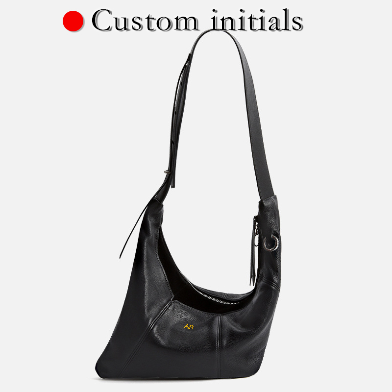 Initial Ring Custom - Custom Initials Leather Half Moon Bags