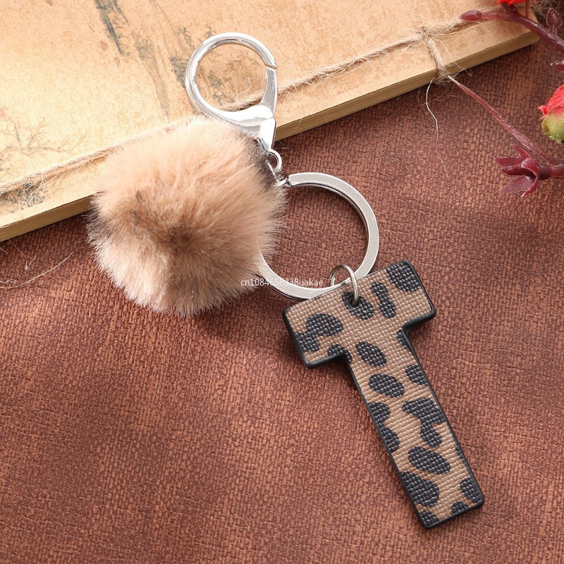 Fashion Leopard English Alphab - Monogram Keychain Leather review and price
