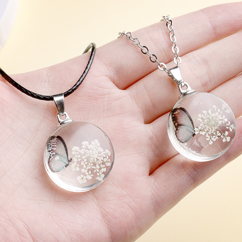 Fahion Glass Charm Real Dried  - Birth Flower Necklace review and price