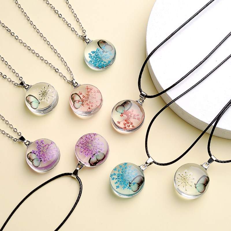 Fahion Glass Charm Real Dried  - Birth Flower Necklace review and price