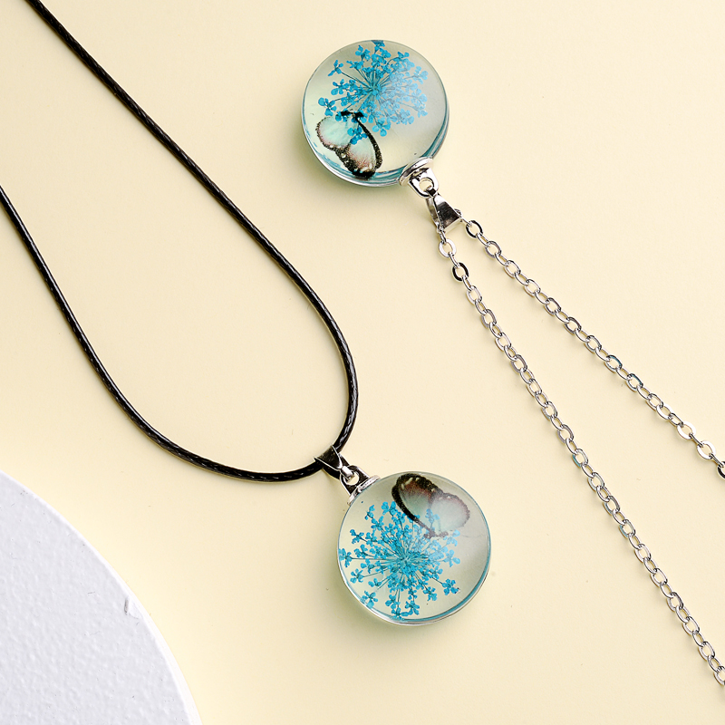 Fahion Glass Charm Real Dried  - Birth Flower Necklace review and price