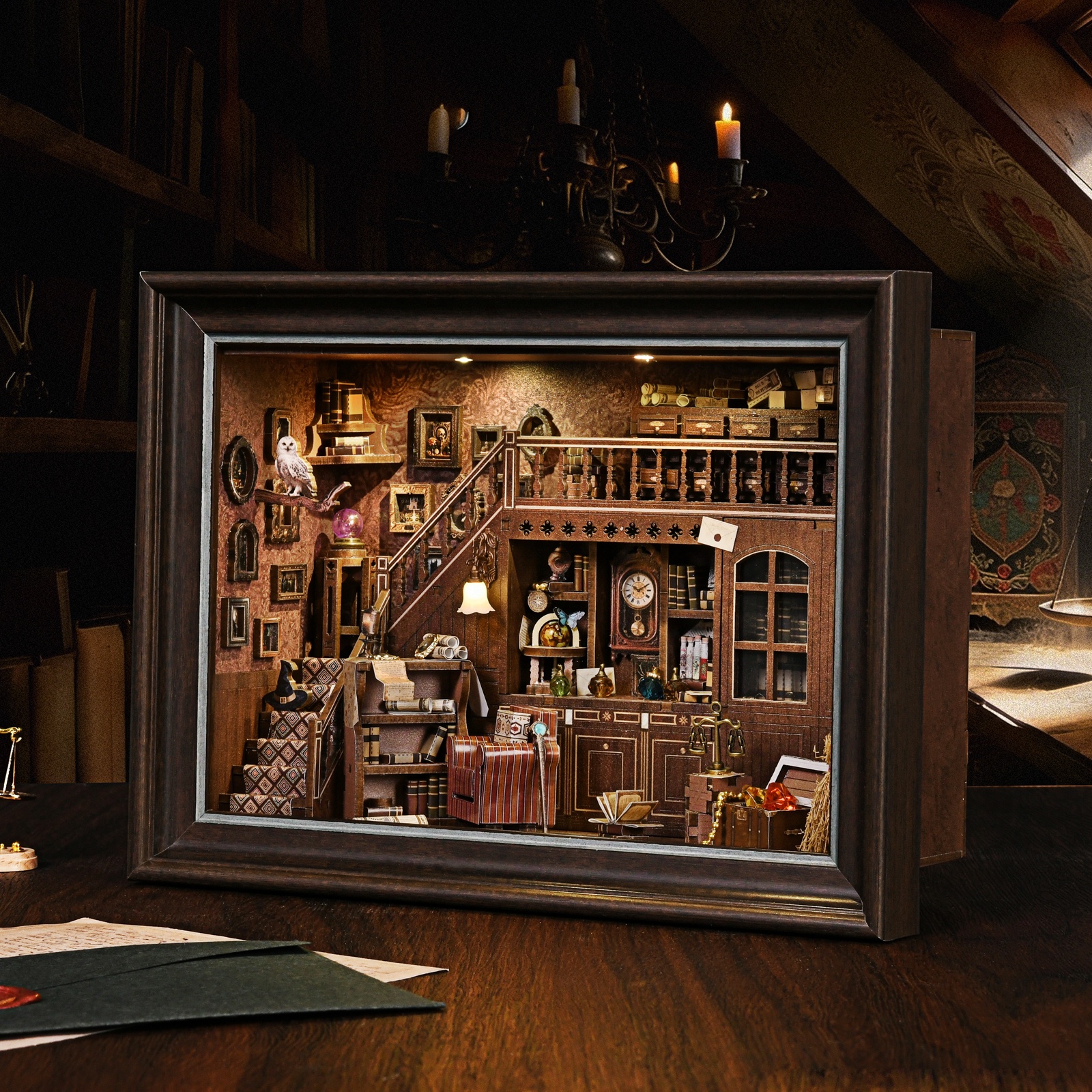 Book Nook Kit Secret Attic DIY - Engraved Wood Frame review and price