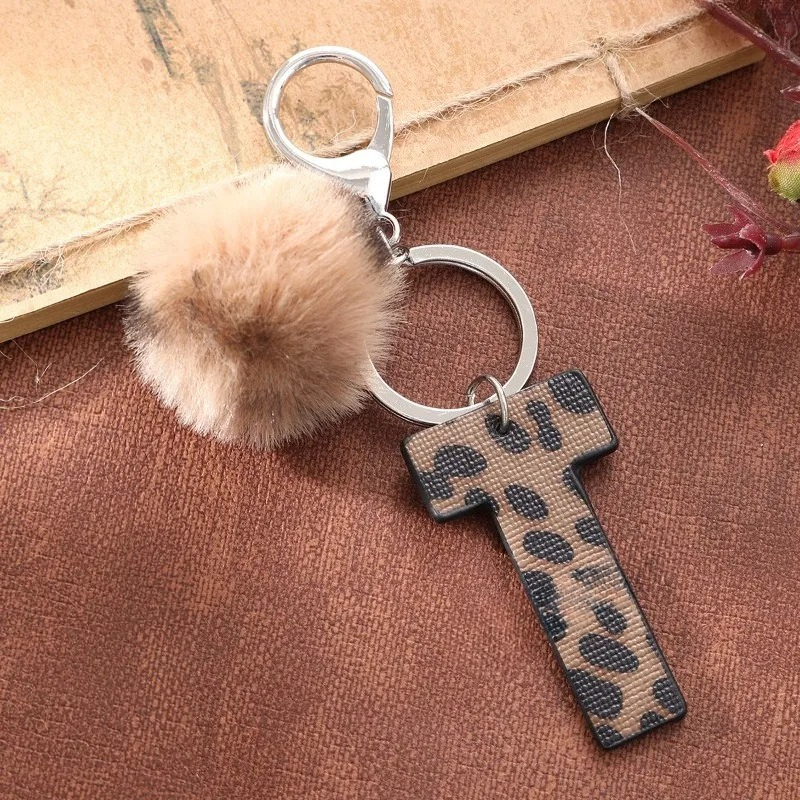A-M Fashion Leopard Alphabet A - Monogram Keychain Leather review and price