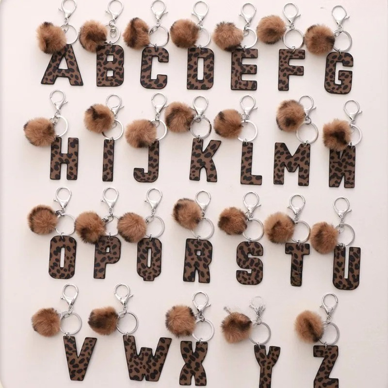 A-M Fashion Leopard Alphabet A - Monogram Keychain Leather review and price
