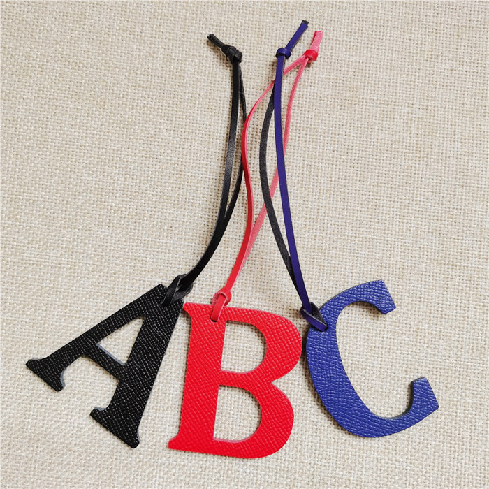 English Letter A B C D E F G A - Monogram Keychain Leather review and price
