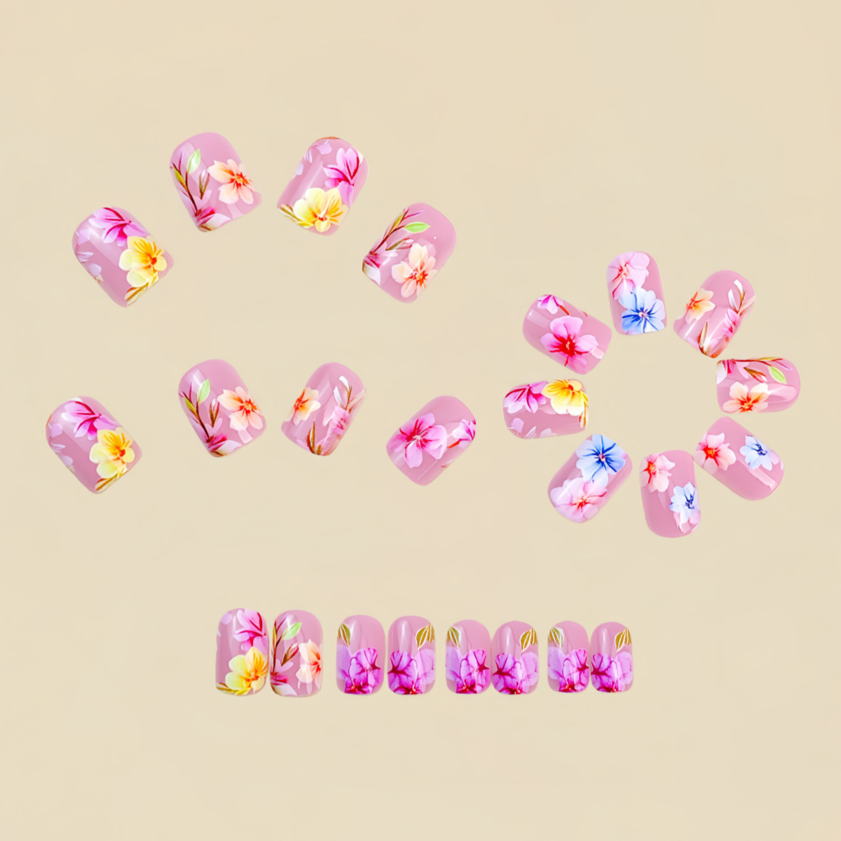 Medium fake nails for women gi - Pressed Flower Art review and price
