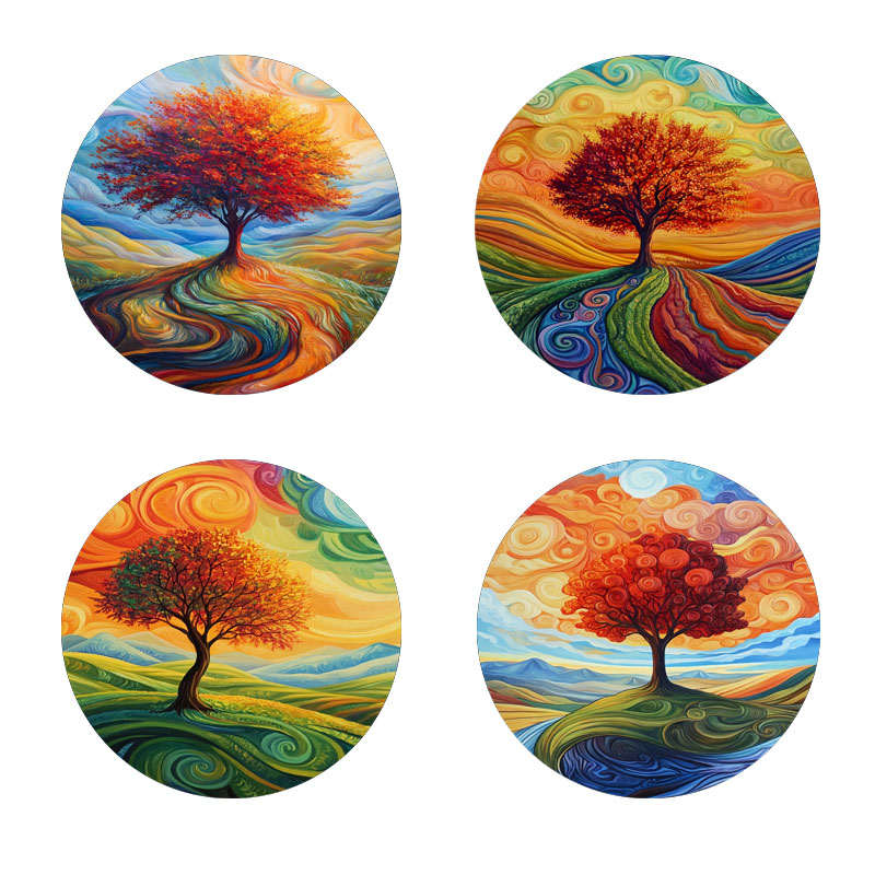 4 tree print coasters, suitabl - Family Tree Print review and price