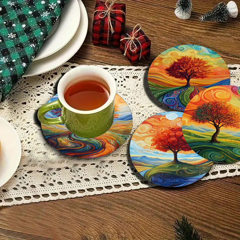 4 tree print coasters, suitabl - Family Tree Print review and price