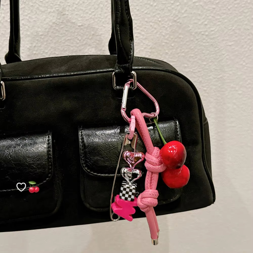 Y2k Cute Cherry Alphabet PU Le - Monogram Keychain Leather review and price