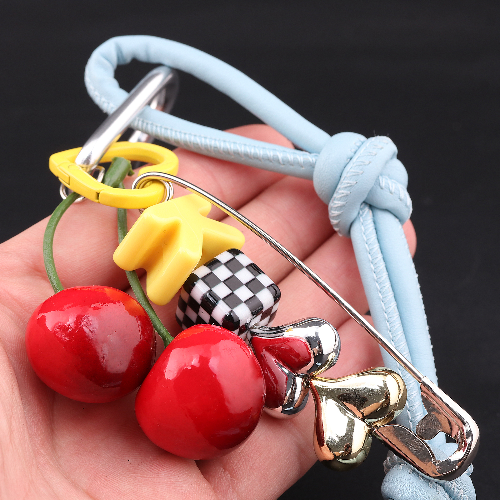 Y2k Cute Cherry Alphabet PU Le - Monogram Keychain Leather review and price