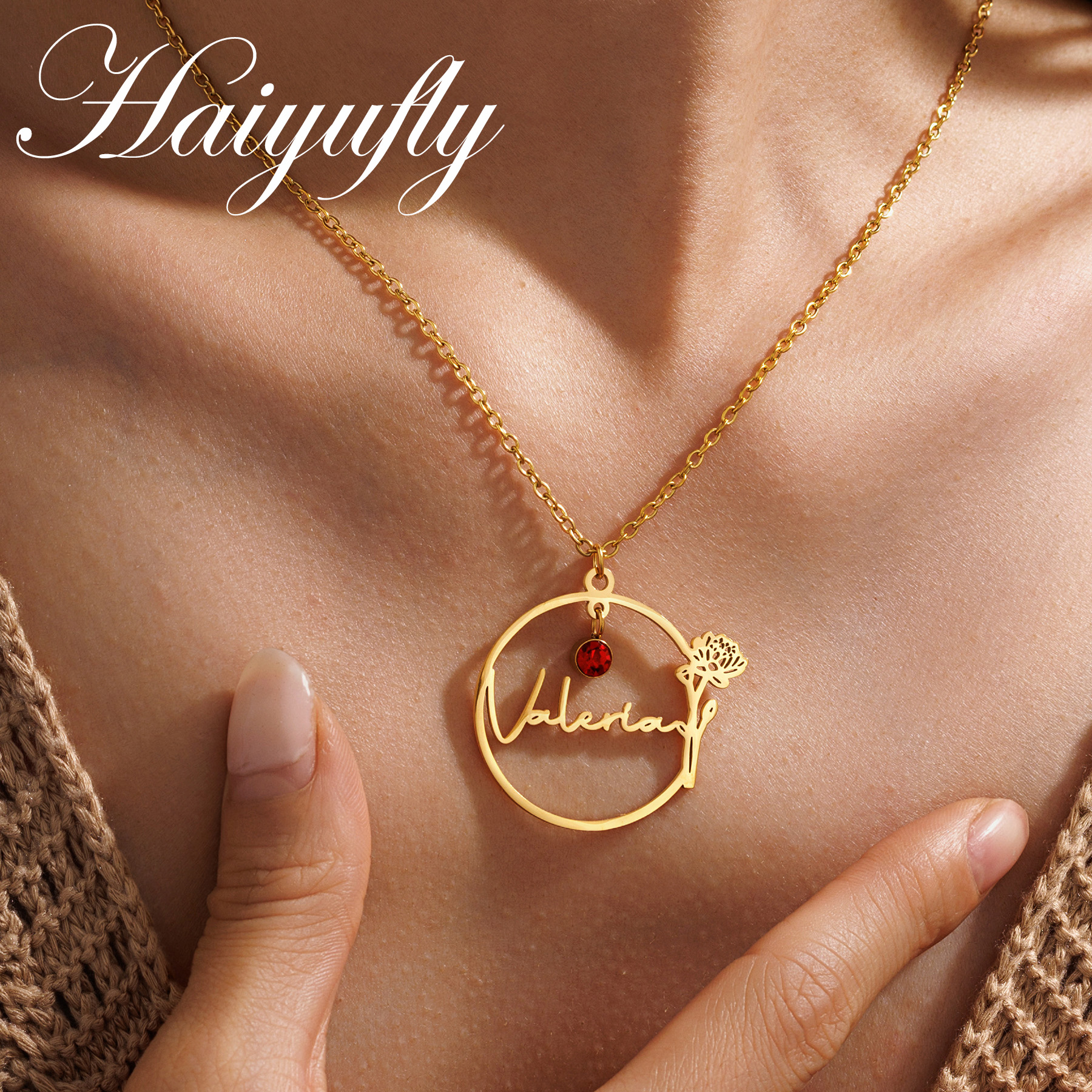 Haiyufly Custom Name Necklace  - Birth Flower Necklace review and price