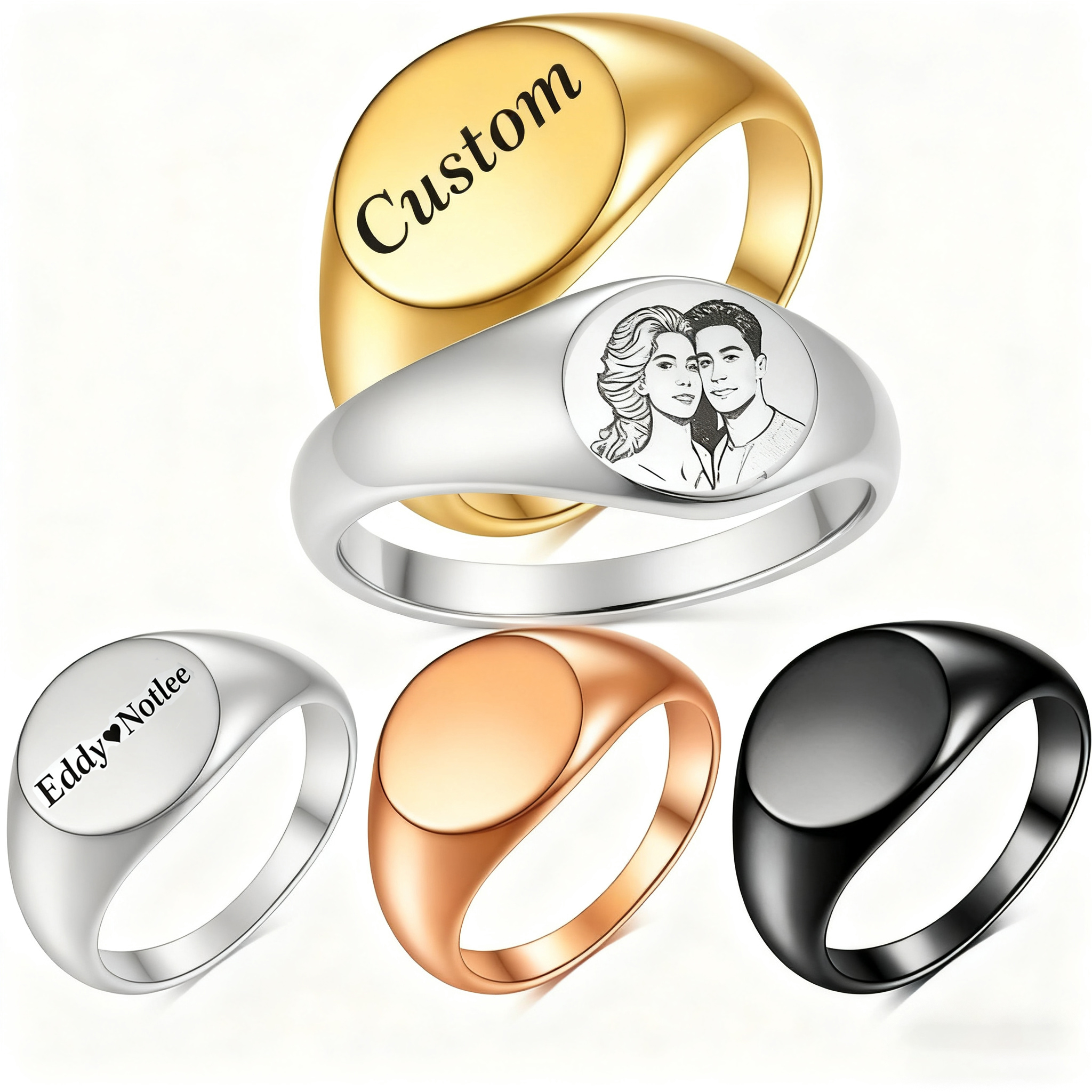 Custom Engraved Picture Logo N - Initial Ring Custom review and price