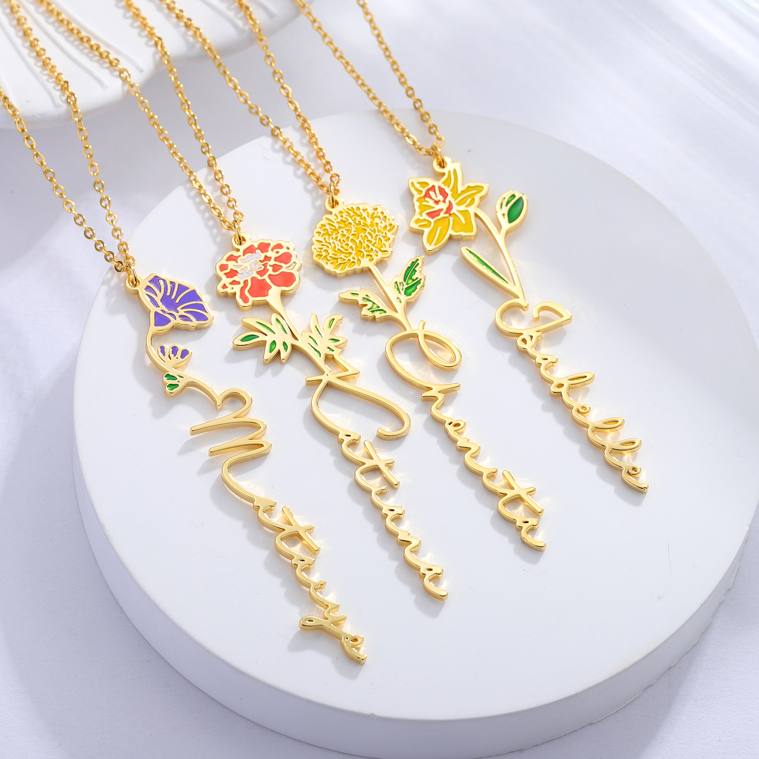 Personalized Name Necklace Wit - Birth Flower Necklace review and price
