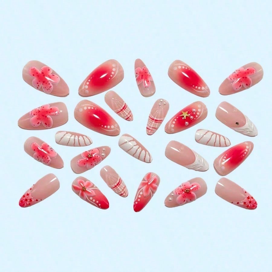 Women Pink 3D Flower Press On  - Pressed Flower Art review and price
