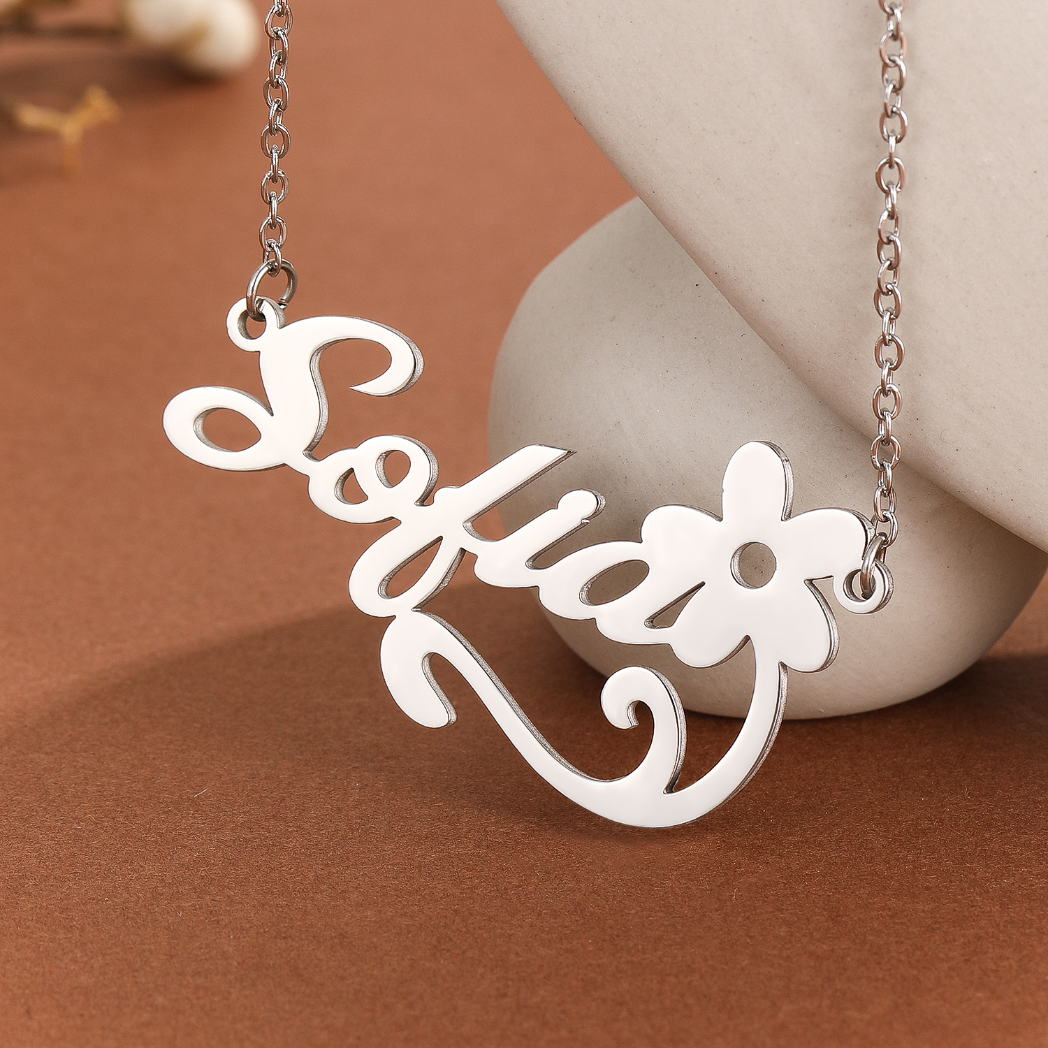 Stainless Steel Flower Letter  - Name Necklace Custom review and price