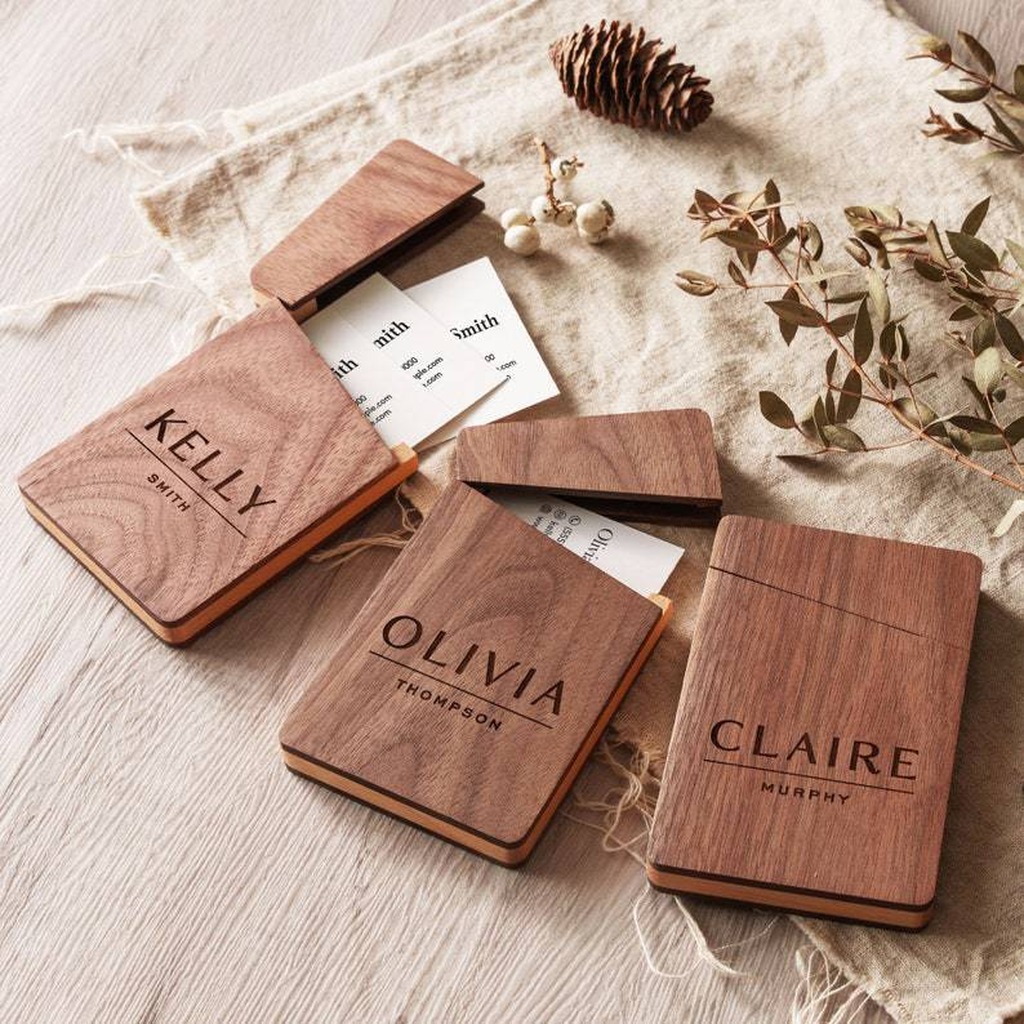 Business Card Holder Wooden Of - Personalized Name Box review and price