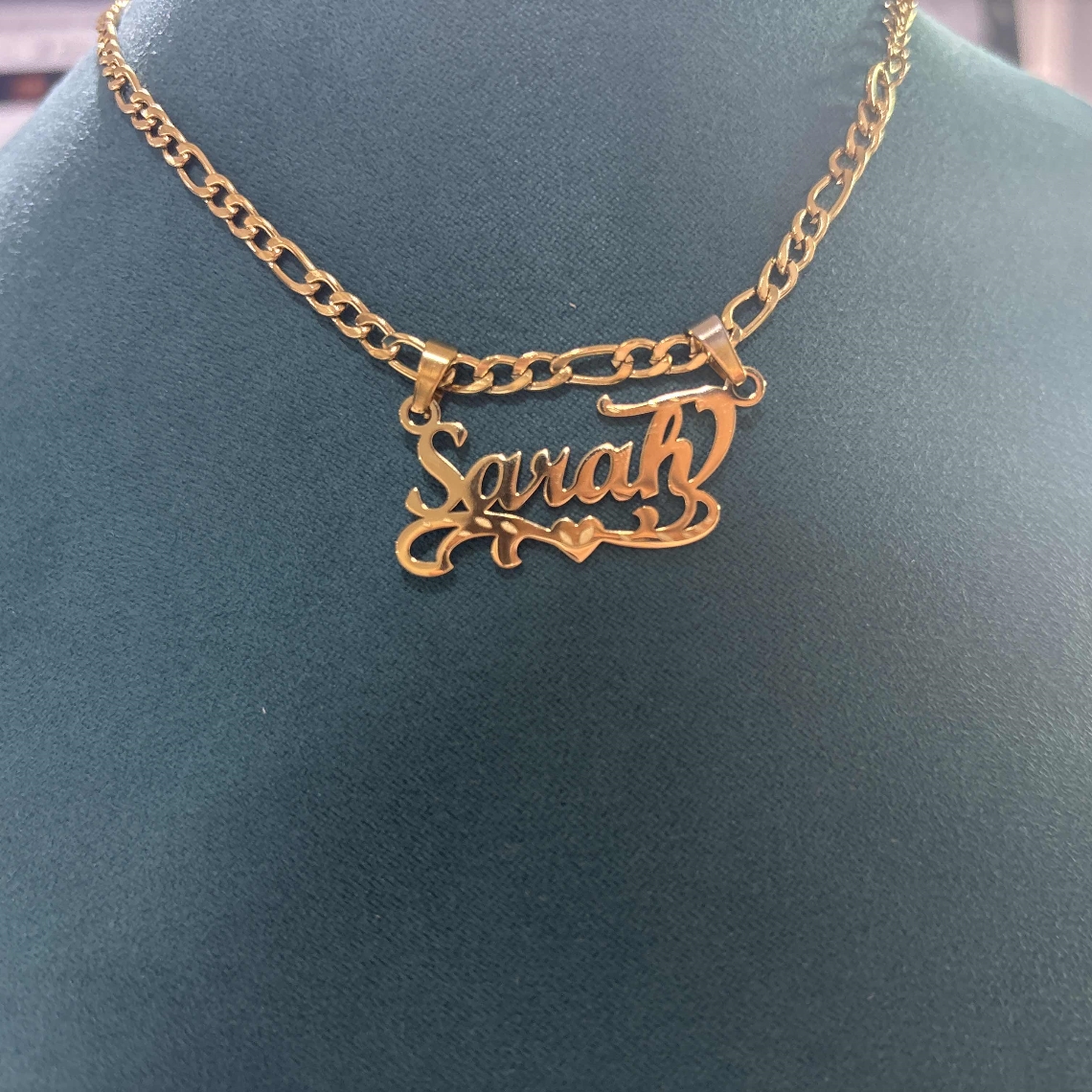 Custom Figaro Chain Heart Name - Name Necklace Custom review and price